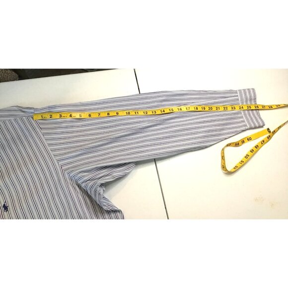 RALPH LAUREN-MENS BLUE STRIPPED CLASSIC FIT BUTTON-DOWN LONG SLEEVE SIZE X-LARGE - Picture 4 of 7